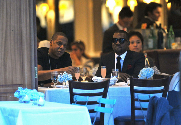 Jay Z & Kanye West having dinner in Paris Jay Z & Kanye West having dinner in Paris